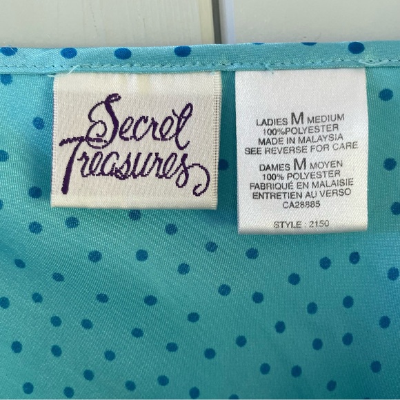 Vintage Secret Treasures Slip Dress Chemise Polka Dots Blue Size Medium - Picture 7 of 7